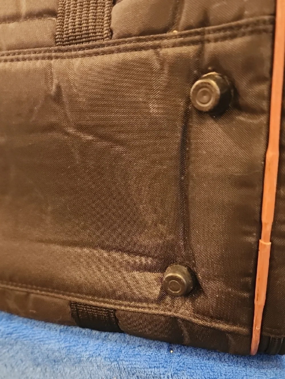 Sherpa Medium Black Quilted Pet Carrier Bag with Brown Trim